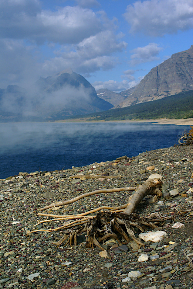 Mist over Lake Sherburne, Glacier National Park