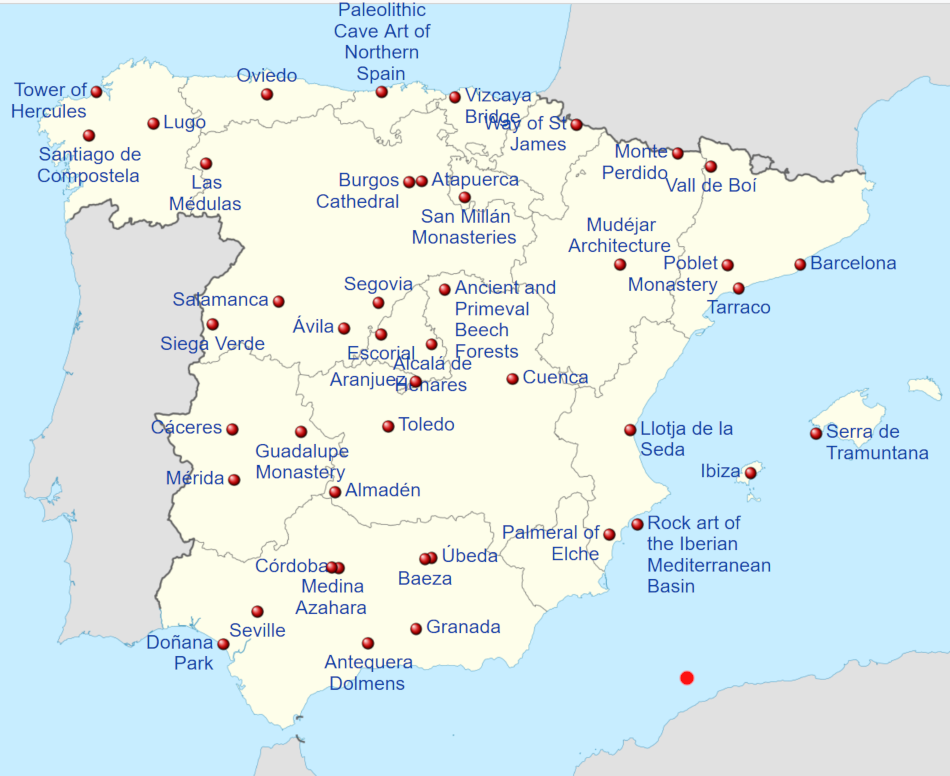 Map Unesco World Heritage Sites Spain