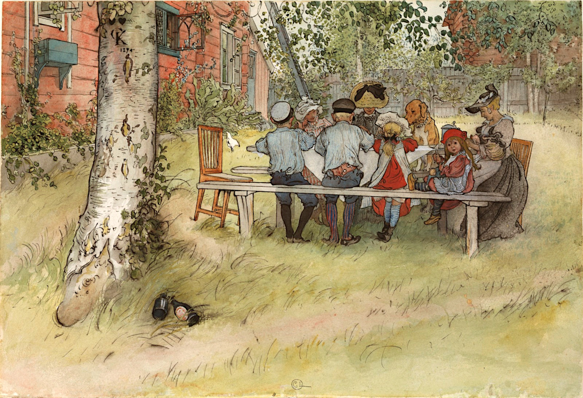 Carl Larsson breakfast in the garden