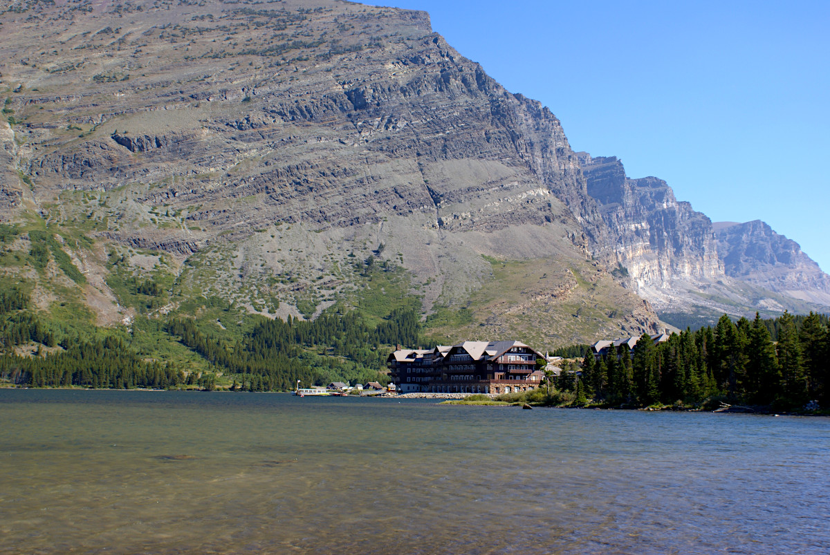 View towards the Many Glacier Hotel, Glacier National Park