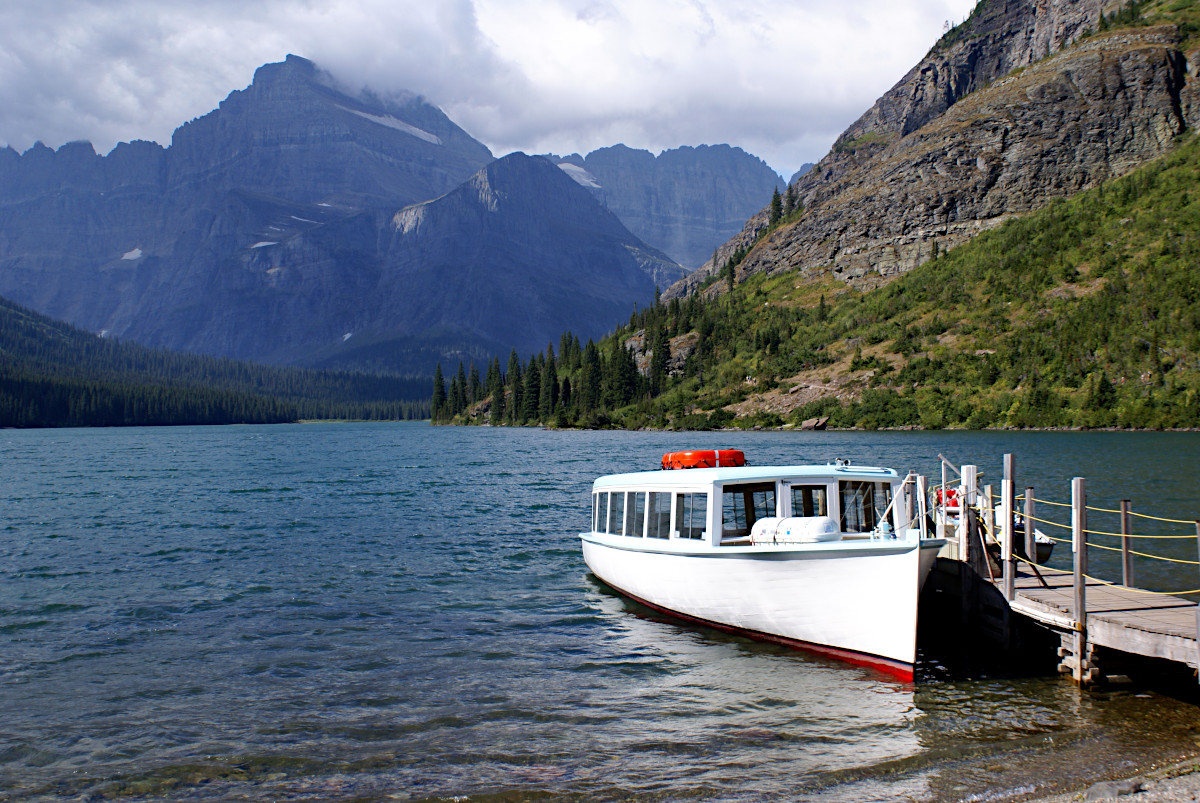 Boat Swiftcurrent Lake, Glacier National Park