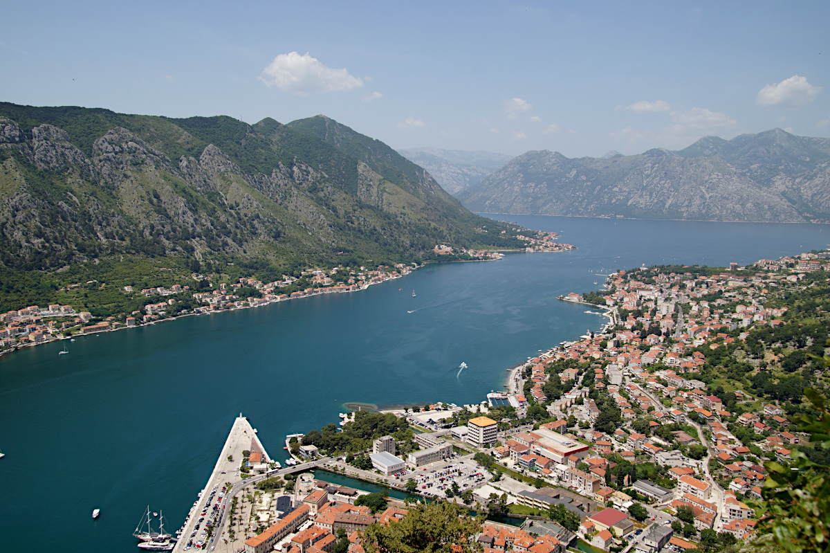 enjoying the fabulous views over the Bay of Kotor