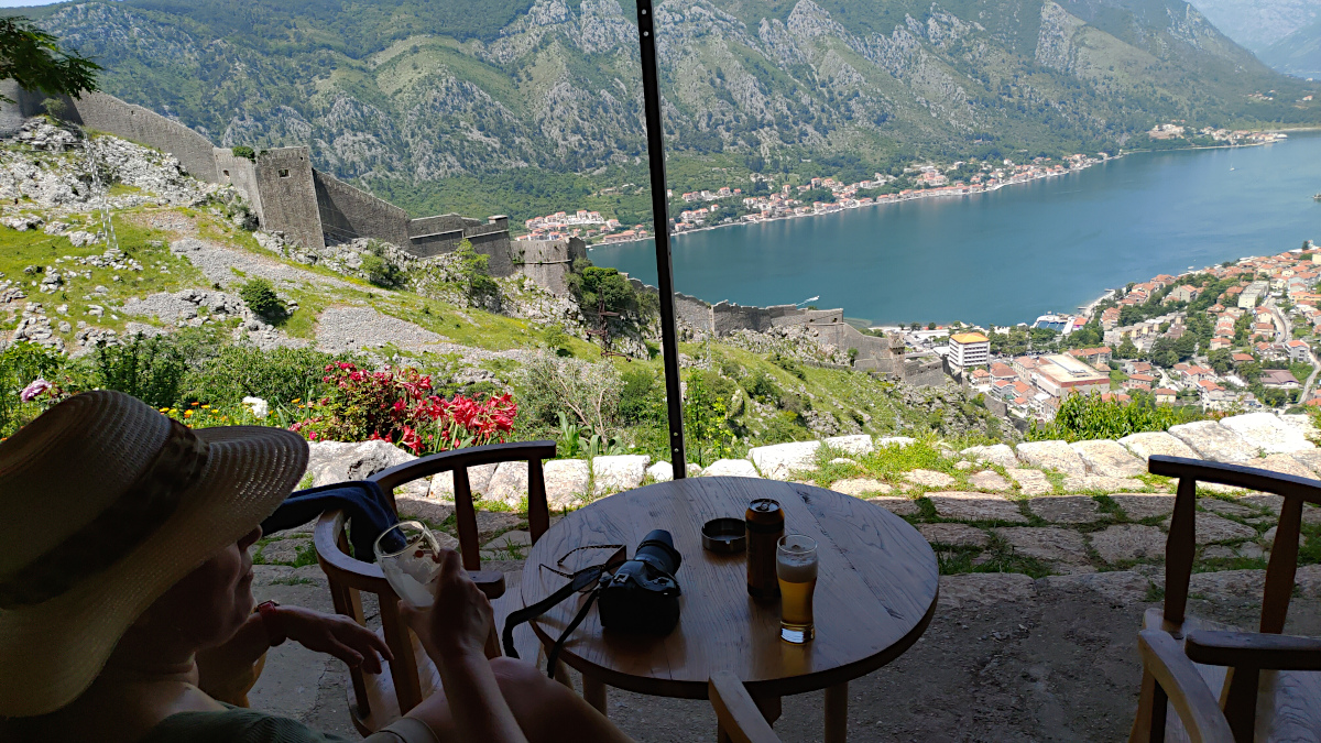 enjoying the fabulous views over the Bay of Kotor