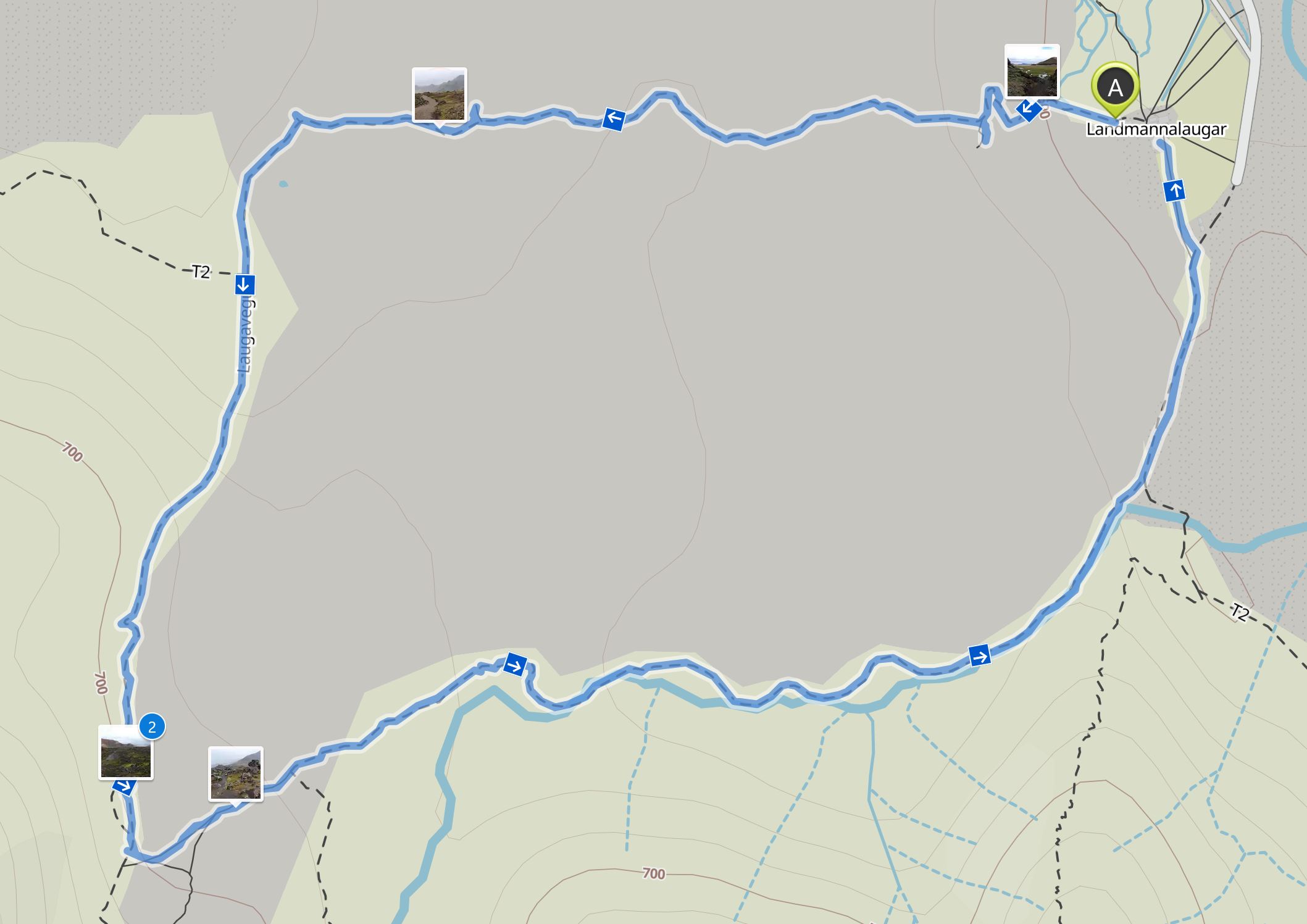 Map Landmannalaugar hike