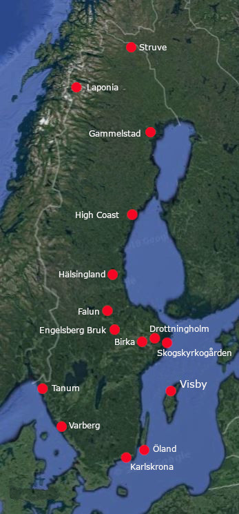 Map Unesco World Heritage Sites Sweden