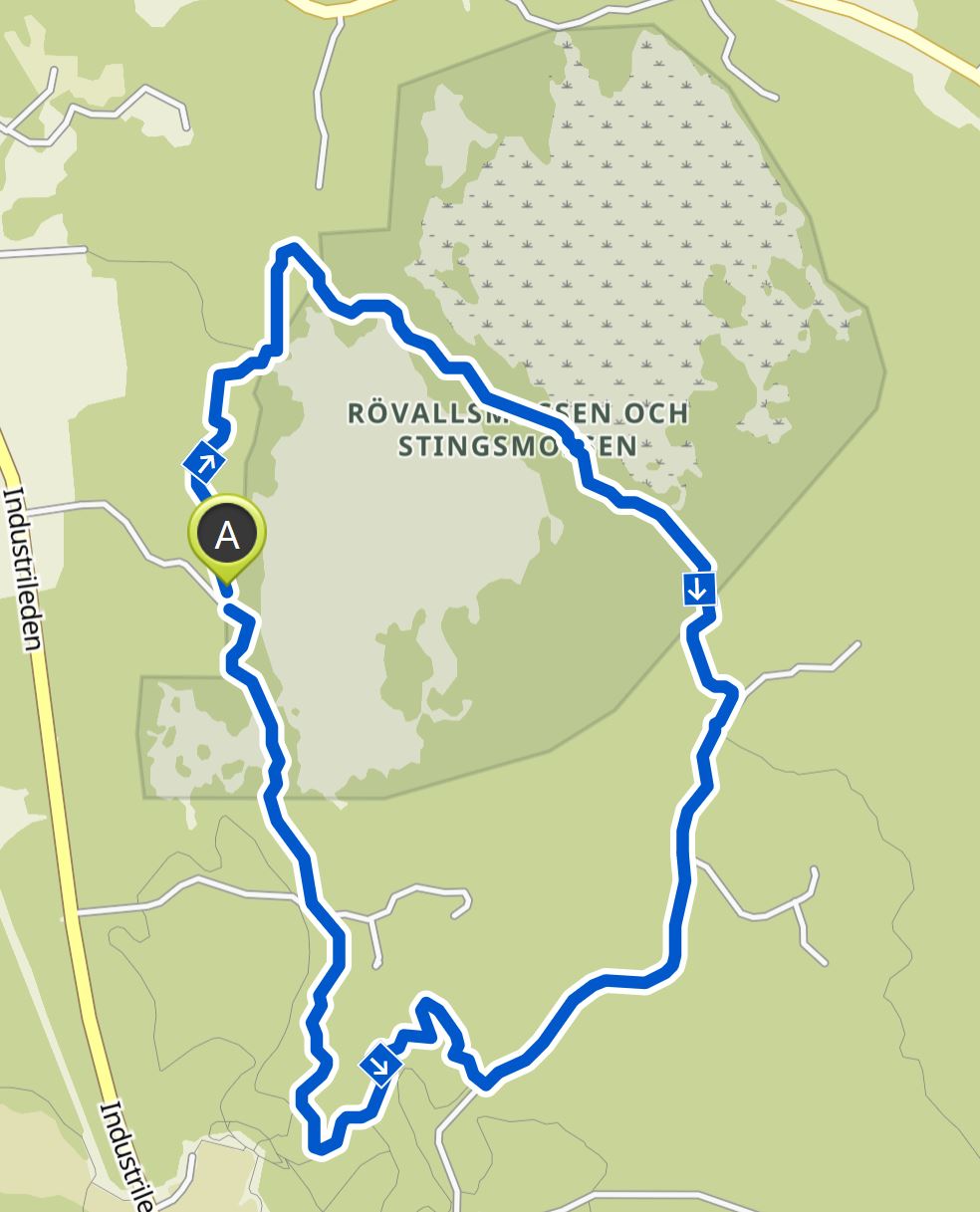 Our hike on the map at Stingmossen