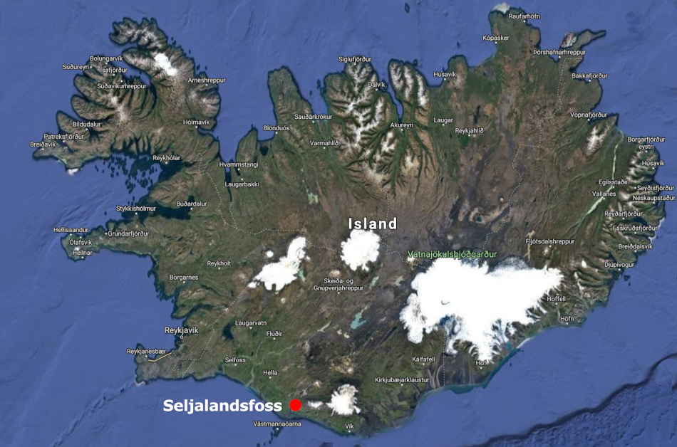 Map Seljalandsfoss