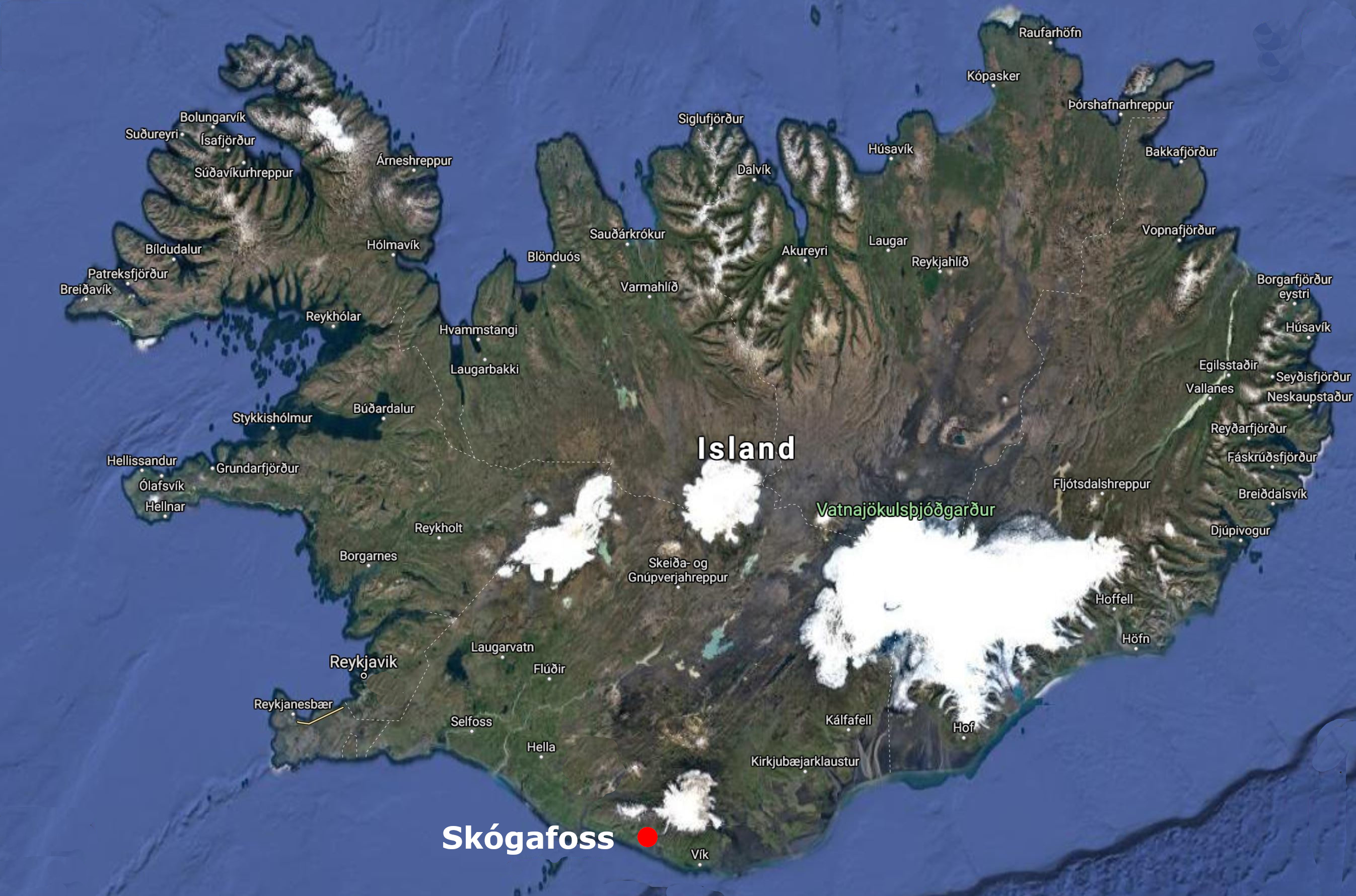 Map Skogafoss