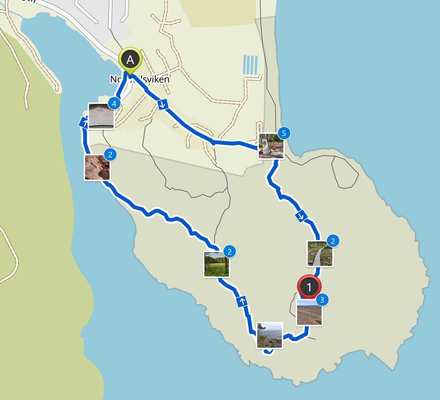 Map Högklinten hike