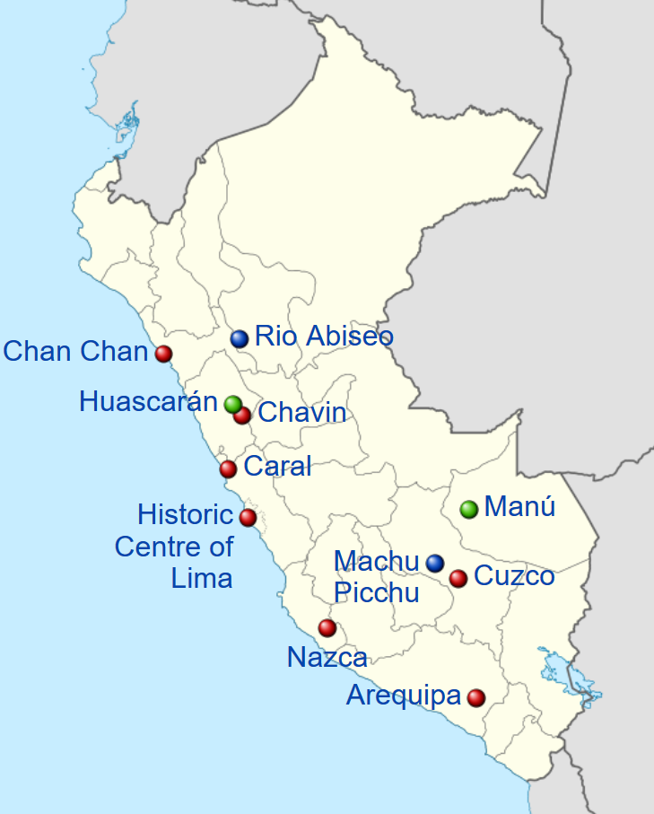 Map Unesco World Heritage Sites Peru